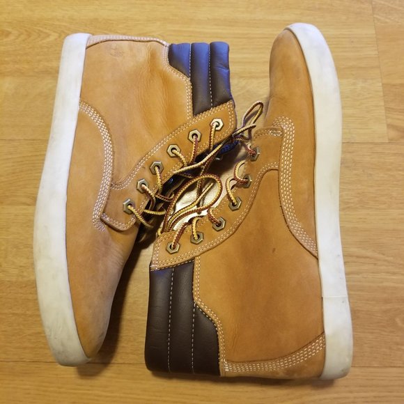 Timberland 9‎ Wheat High Top Sneaker Boots Leather Chunky Work Ortholite - Picture 4 of 10